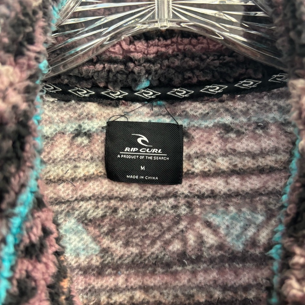 Rip Curl Men's Polar Fleece Jacket Zip Up Aztec Size Medium Outdoor Cozy - Picture 3 of 10